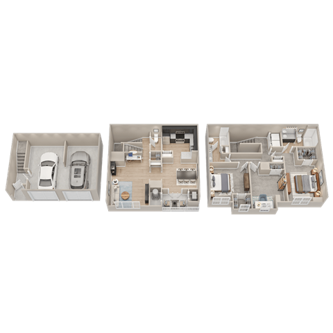 Floor plan for 3 beds, 2.5 baths, 1765 sqft